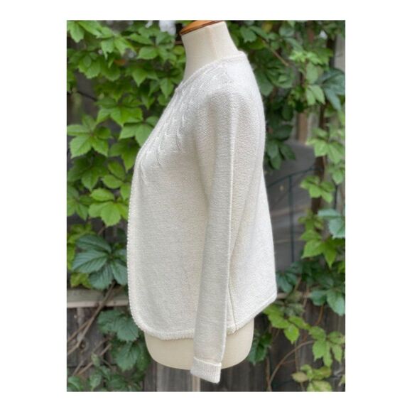 Vintage Cream Knit Cardigan Sweater Pearl Beads Sz S - Picture 7 of 11